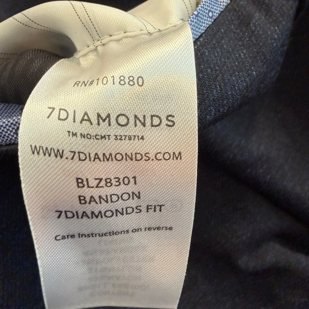 7 Diamonds Bandon Blazer Mens XL Navy Blue Stretch Unstructured Casual 44R